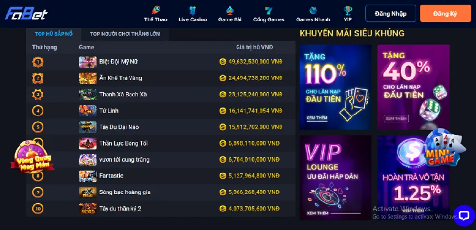 Bàn chơi Dragon Tiger trực tuyến tại 99vina casino